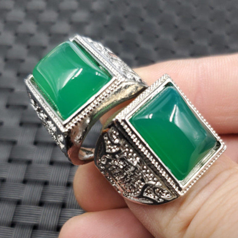 玉石戒指碧绿色玉髓戒指玉髓玛瑙方形戒指玉石戒指活口戒指玉指环,珠宝/钻石/翡翠,手饰,淘宝优惠券,粉丝福利购,淘宝优惠卷
