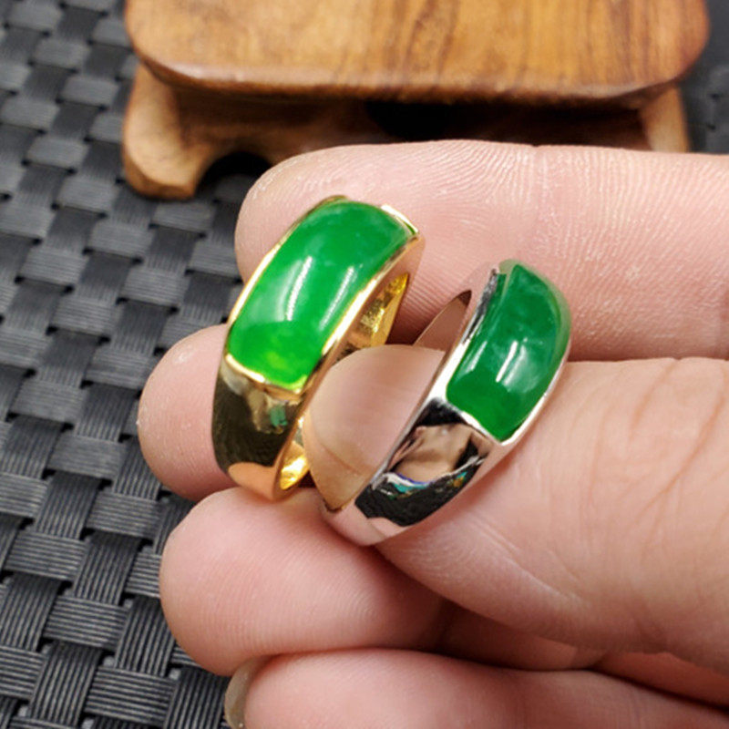 新款天然玉石碧绿色马鞍戒指石英岩玉戒指饰品戒指玉石戒指玉指环,珠宝/钻石/翡翠,手饰,淘宝优惠券,粉丝福利购,淘宝优惠卷