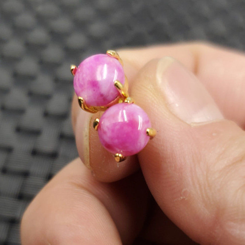 玉石耳钉桃花玉圆形耳钉粉色玉石耳钉玉耳坠玉耳饰耳环,珠宝/钻石/翡翠,耳饰,淘宝优惠券,粉丝福利购,淘宝优惠卷