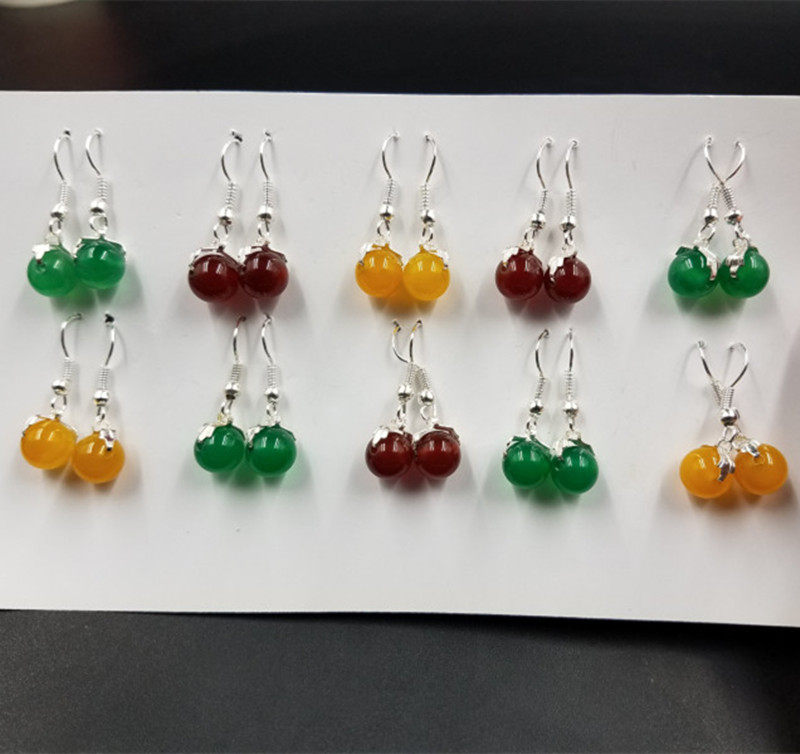 高档精美 天然玉石a货红玛瑙圆珠耳环 绿玉髓耳环厂家直销,珠宝/钻石/翡翠,耳饰,淘宝优惠券,粉丝福利购,淘宝优惠卷