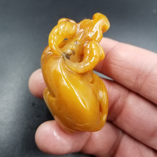 一物一图 天然玉石a货黄龙玉牛挂件手工雕刻黄龙玉牛吊坠玉石牛