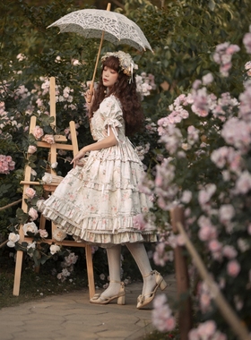 原创现货胡桃夹子Lolit纯棉透气轻奢四季那提拉cla系优雅碎花lo裙