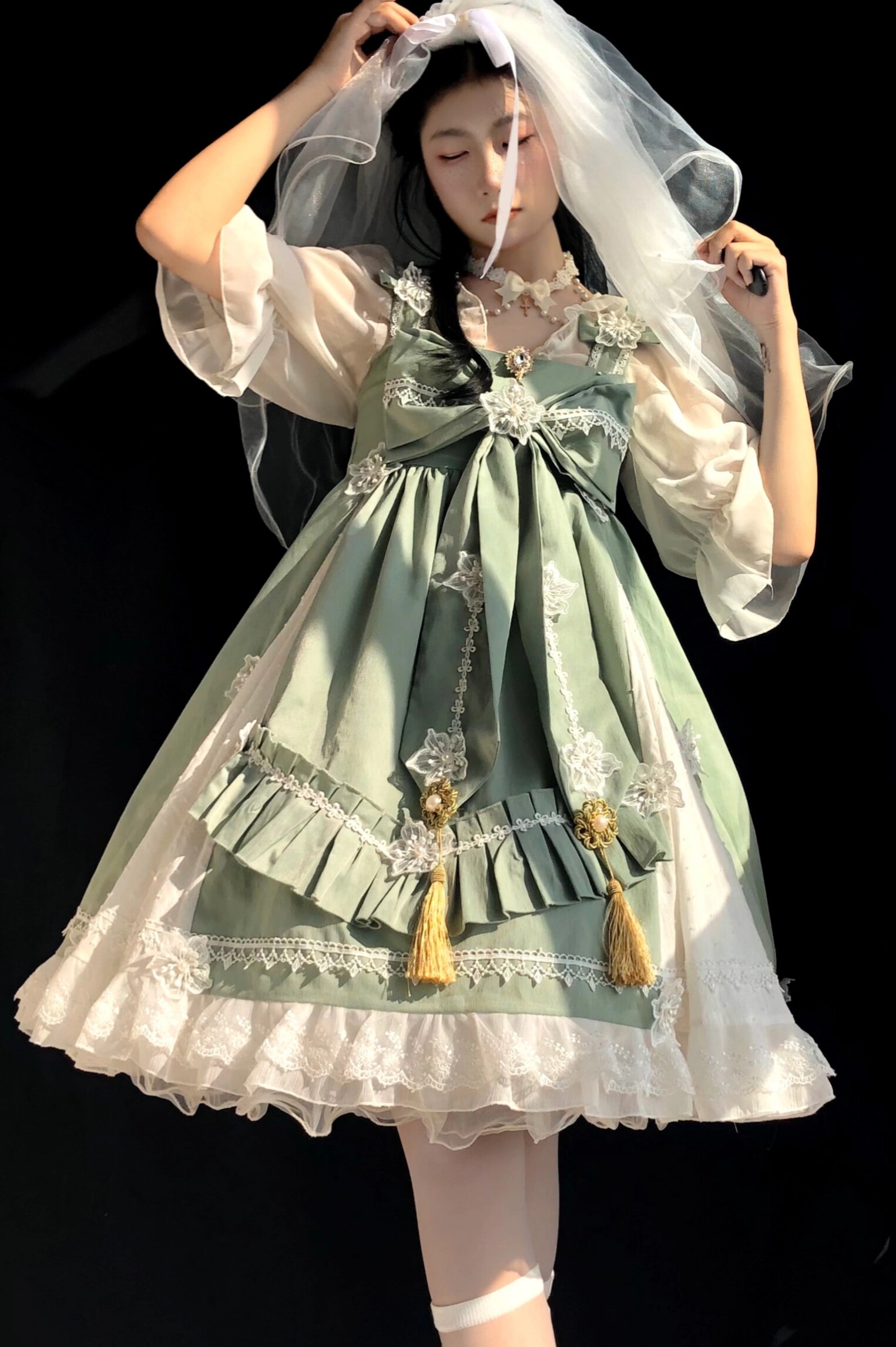 原创现货胡桃夹子lolita秋冬加厚流苏蝴蝶结重工优雅简约中华风