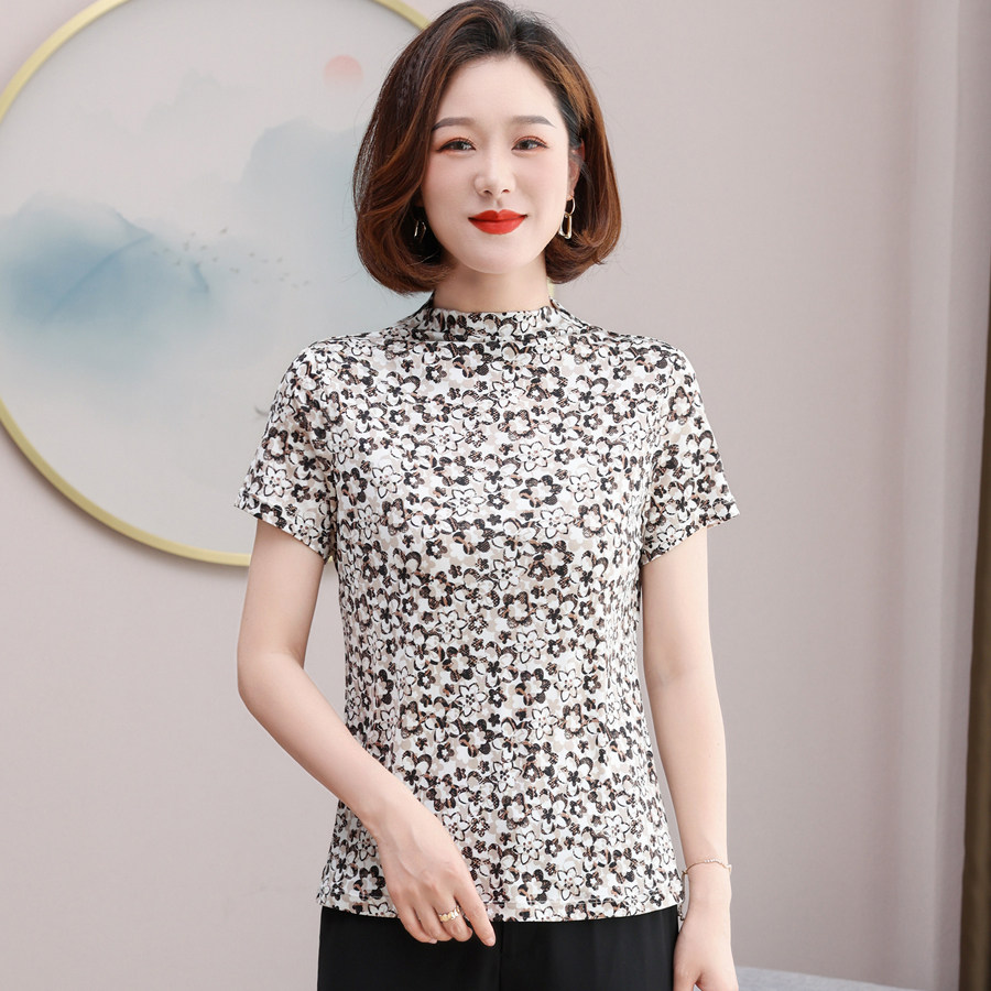 夏高端针织真丝T恤女短袖高级感时尚显瘦100%桑蚕丝上衣小衫3511