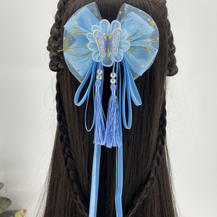 汉服发夹女童发饰大蝴蝶结流苏公主超仙儿童头花小女孩古风头饰品