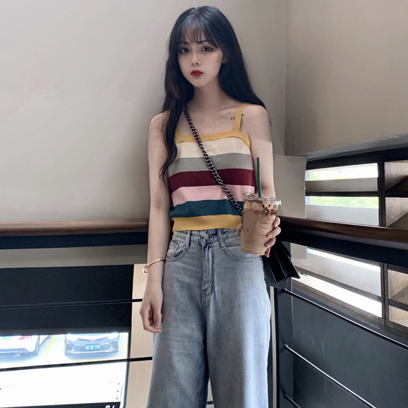 套装女夏装2019新款针织吊带高腰+(用5元券)