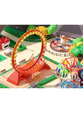 Unity游乐园低多边形LowPoly3D模型包Amusement Park v1.1