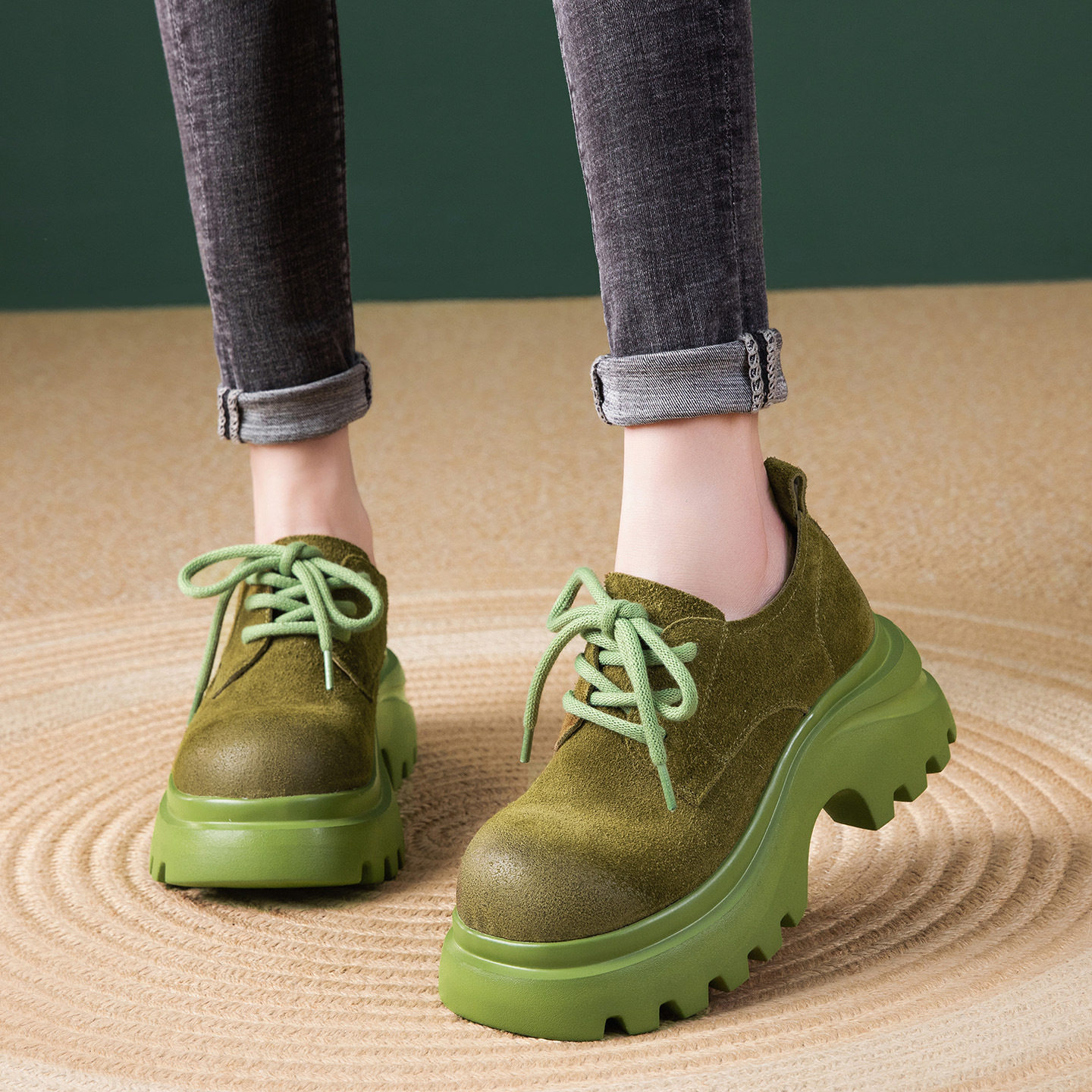 英伦风真皮马丁鞋女春新款复古时尚厚底粗高跟单鞋大头系带休闲鞋,女鞋,深口单鞋,淘宝优惠券,粉丝福利购,淘宝优惠卷