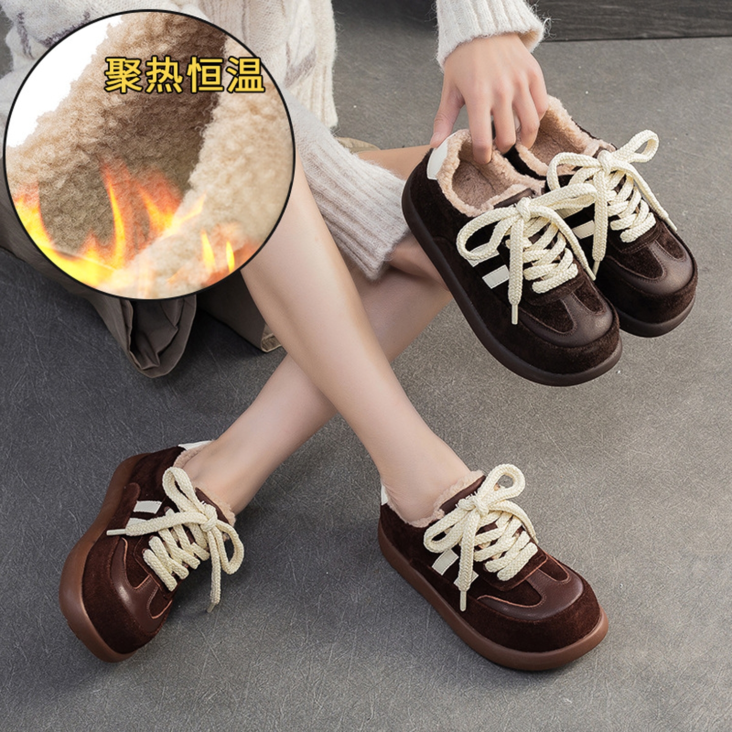 四月倾城加厚绒保暖棉鞋