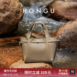 红谷包包女气质真皮单肩手提包通勤高级感牛皮斜挎手拎包女士包
