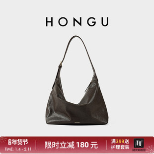 HONGU/红谷百搭大容量单肩包复古通勤包小众时髦大单肩包休闲包包