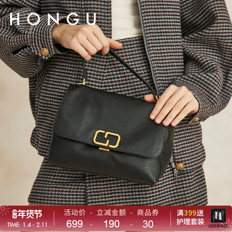 红谷包包女头层牛皮新月包时尚通勤包休闲牛皮单肩包女士包枕头包