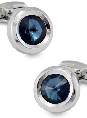 墨蓝色水晶 圆形大颗粒袖扣 袖钉男士男式1