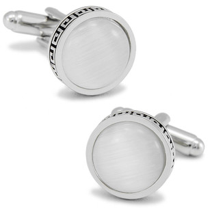 斯巴达白色猫眼石袖扣法式袖钉男士袖口扣商务休闲衬衫男女款DM
