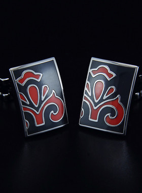 红色捍卫者之盾 镀钨钢袖扣 精致珐琅 衬衫袖钉 男士袖口1