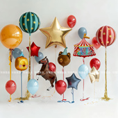 马戏团主题气球儿童生日派对装 饰场景布置拍照道具卡通站立动物