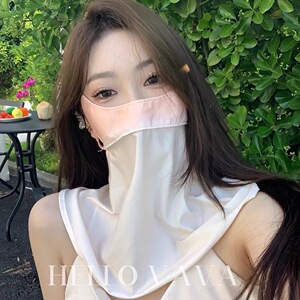 满3个包 邮 女夏季防晒面纱遮脸脖子全脸薄款 渐变色自带腮红滤镜