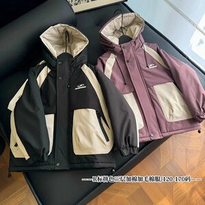 包邮 中大童青少年款 三层加棉加毛派克棉服 比羽绒服更暖和