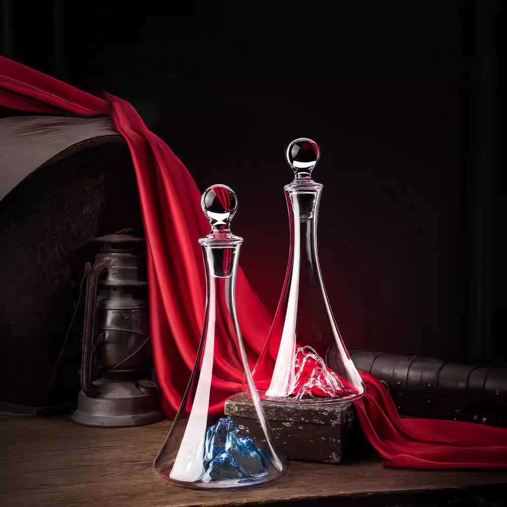 创意家用轻奢冰山醒酒器水晶玻璃葡萄酒杯黑领结勃艮第红酒杯套装