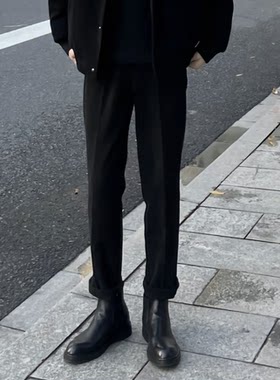 休闲直筒九分坠感西裤男