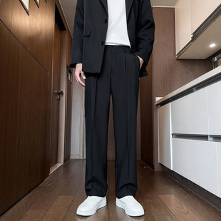 裤 高级垂感宽松直筒阔腿西装 男免烫抗皱 男小西裤 黑色休闲西服长裤