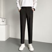 修身 九分小西裤 小直筒九分西服裤 男高级坠感休闲西装 子 男士 裤 秋季