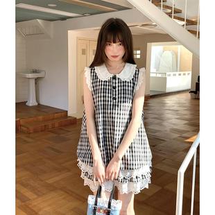 子花边背心连衣裙女夏甜美小个子 东京岁时记jk卡奶裙百搭学院风格
