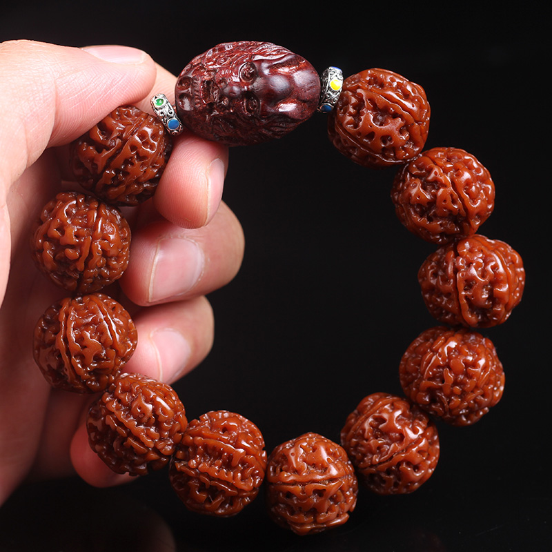 尼泊尔大金刚菩提子手串机刷五六瓣黄皮玉化包浆文玩男士佛珠手链
