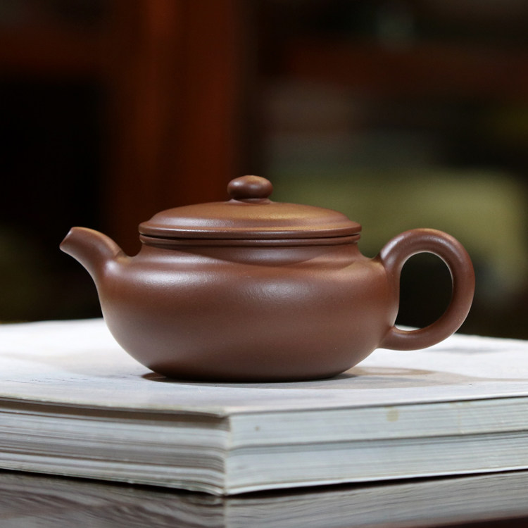 宜兴全手工紫砂壶许国卫弟子王燕仿古原矿紫泥紫砂壶