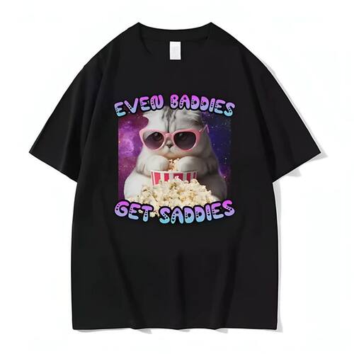 猫咪t恤男女短袖可爱猫印花撸猫时尚棉质上衣男女同款衣服夏季Tee