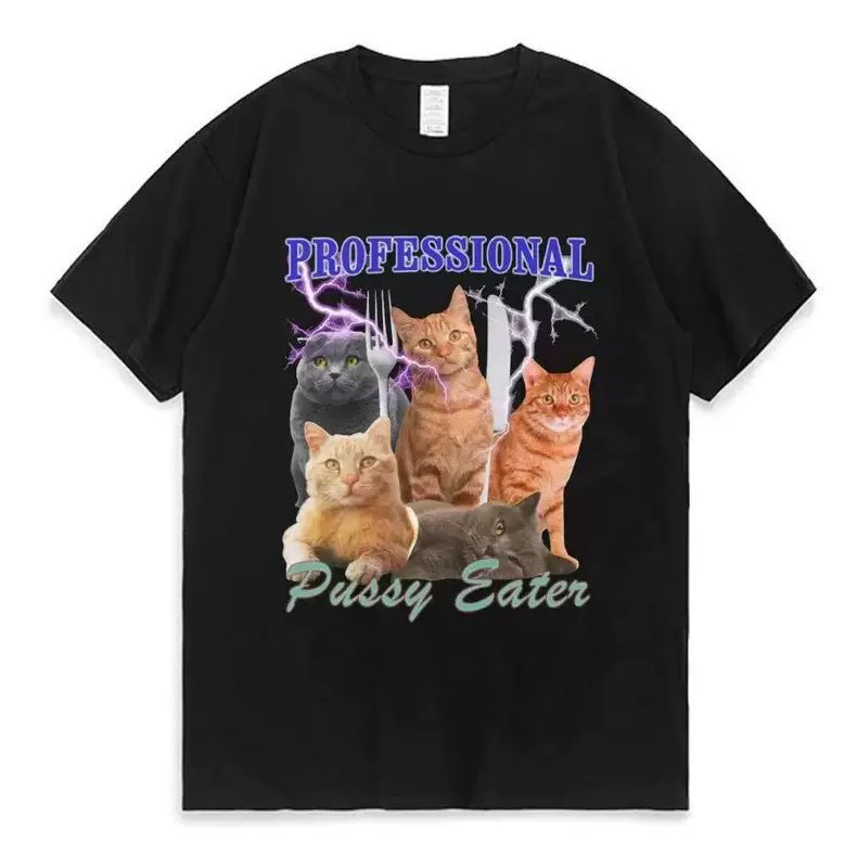 Professional Pussy Eater Funny Cat Lover短袖T恤男女夏季棉Tee