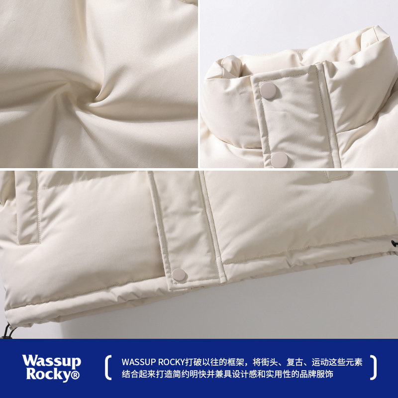 WASSUP ROCKY 베이직 솔리드 컬러 다운 코튼 조끼 남성용 다용도 조끼 겨울 학생 코튼 자켓 트렌디
