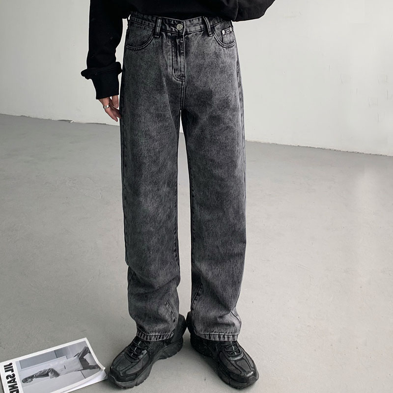 雪花长裤牛仔裤拉链做旧四季