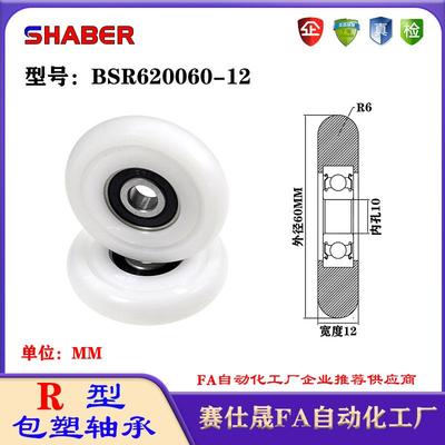 赛仕晟R型包塑轴承BSR620060-12外球面塑料滑轮滚轮导向轮尼龙轮