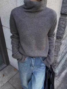 口开叉 高领毛衣打底女袖 欧货自留款 软糯柔软亲肤蜜熊绒羊绒针织衫