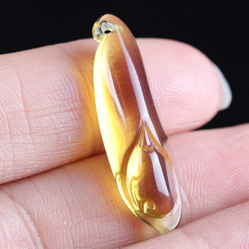 天然缅琥珀蜜蜡吊坠项链