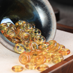 天然缅甸琥珀蜜蜡金珀小跑环配饰DIY手工配珠串珠108链手串文玩