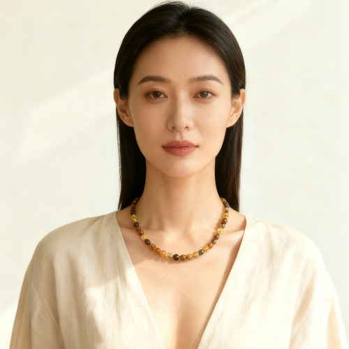 琥珀女神锁骨颈链天然缅甸蜜蜡