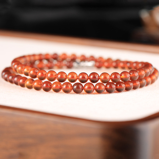 万福琥珀天然蜜蜡高定轻奢小香风正圆珠金蓝棕茶珀锁骨颈项链饰品