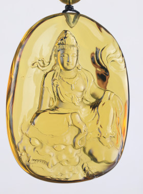 万福缅甸金蓝珀文殊本命佛吊坠
