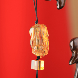 天然缅甸琥珀蜜蜡金珀小貔貅配饰DIY手工配珠串珠108链手串文玩