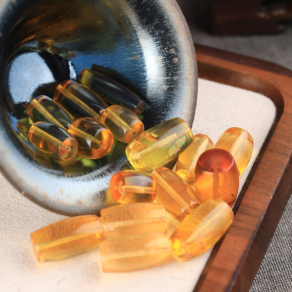 上亿年远古天然缅甸琥珀化石蜜蜡金棕高白蓝红绿黄茶粉单散桶珠子