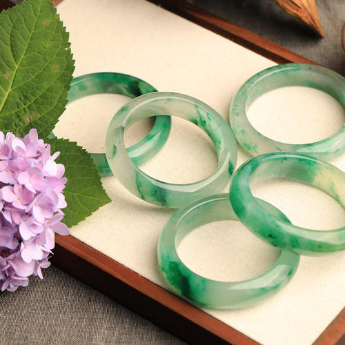 陈万福非洲翠手镯圆条宽条玉石镯冰种飘花独龙玉珠子手串吊坠