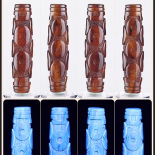 陈万福设计手工雕刻缅甸琥珀蜜蜡藏传法器吊坠锁骨文玩1289眼天珠