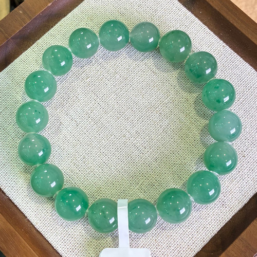 陈万福珠宝天然非洲翠A货珠串果绿冰飘花糯种满色DIY款精美手串