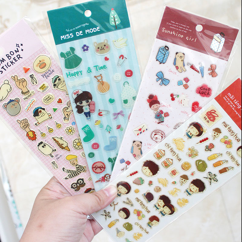 90纪念小粘贴纸 贴画 小女孩 丑萌卡通贴