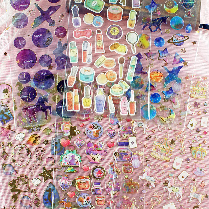 尾单平面pvc烫金 清新仙女飞马城堡星空手账diy相册日记小张贴画