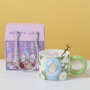 创意高颜值陶瓷马克杯礼盒水杯少女心兔子杯早餐杯伴手礼情侣杯子