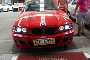 秀山 老款3系2门E46大灯总成 LED天使眼大灯 透镜原装位总成