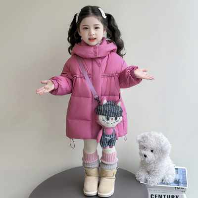女童羽绒服2025新款儿童冬装连帽上衣宝宝冬季小童加厚白鸭绒外套